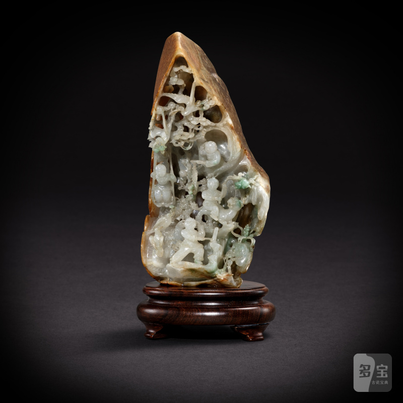 A jadeite 'boys' boulder | 翠玉五子圖山子